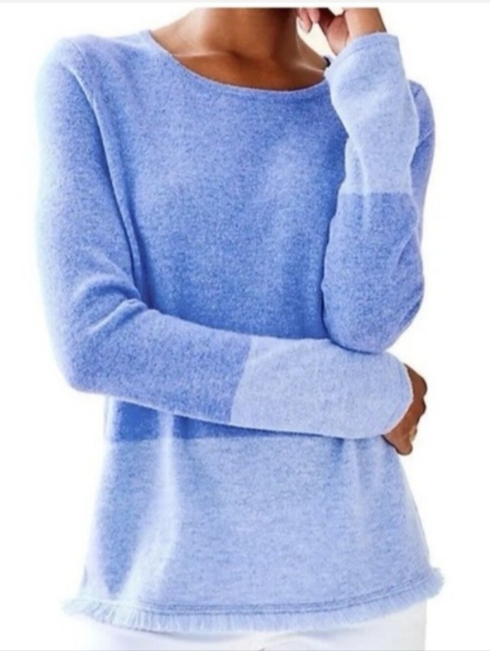 LILLY PULITZER 100% Cashmere Rica Colorblock Fringe Sweater In Blue | S